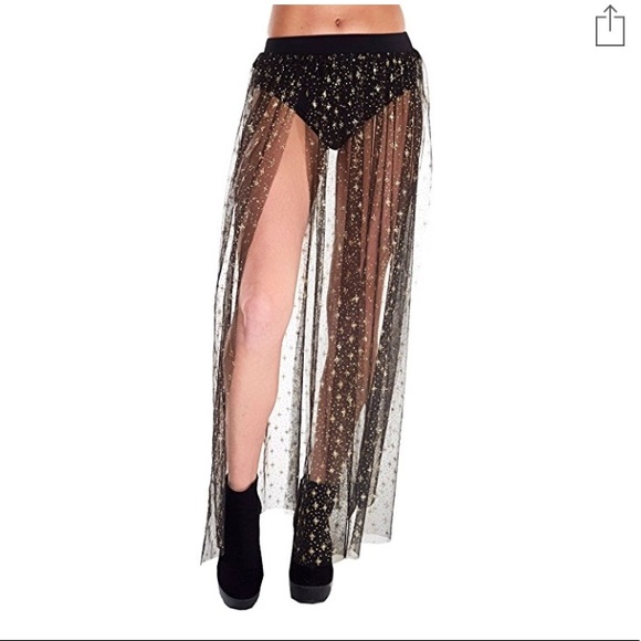 mesh slit skirt